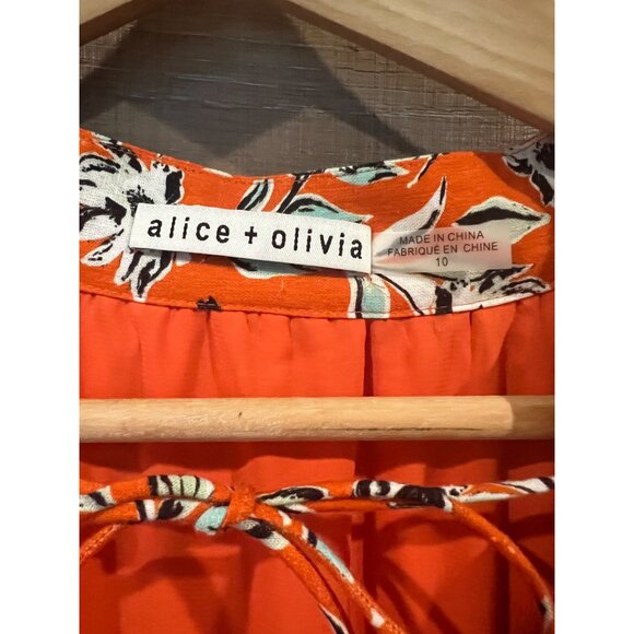 Alice and Olivia Lilian Printed Belted Dress size  10 - Picture 4 of 8